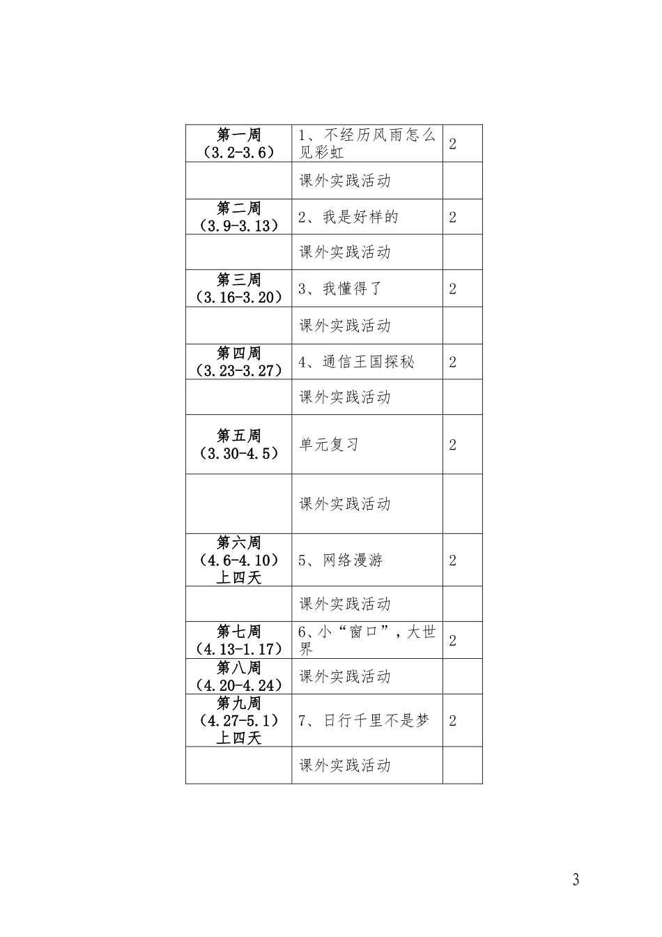 四年级下册品社教学计划_第3页