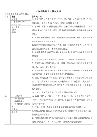 四年级语文教学大纲