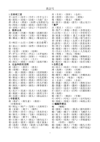 四年级下册我会写生字表组词