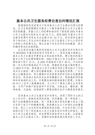 2024年基本公共卫生服务经费自查自纠情况汇报