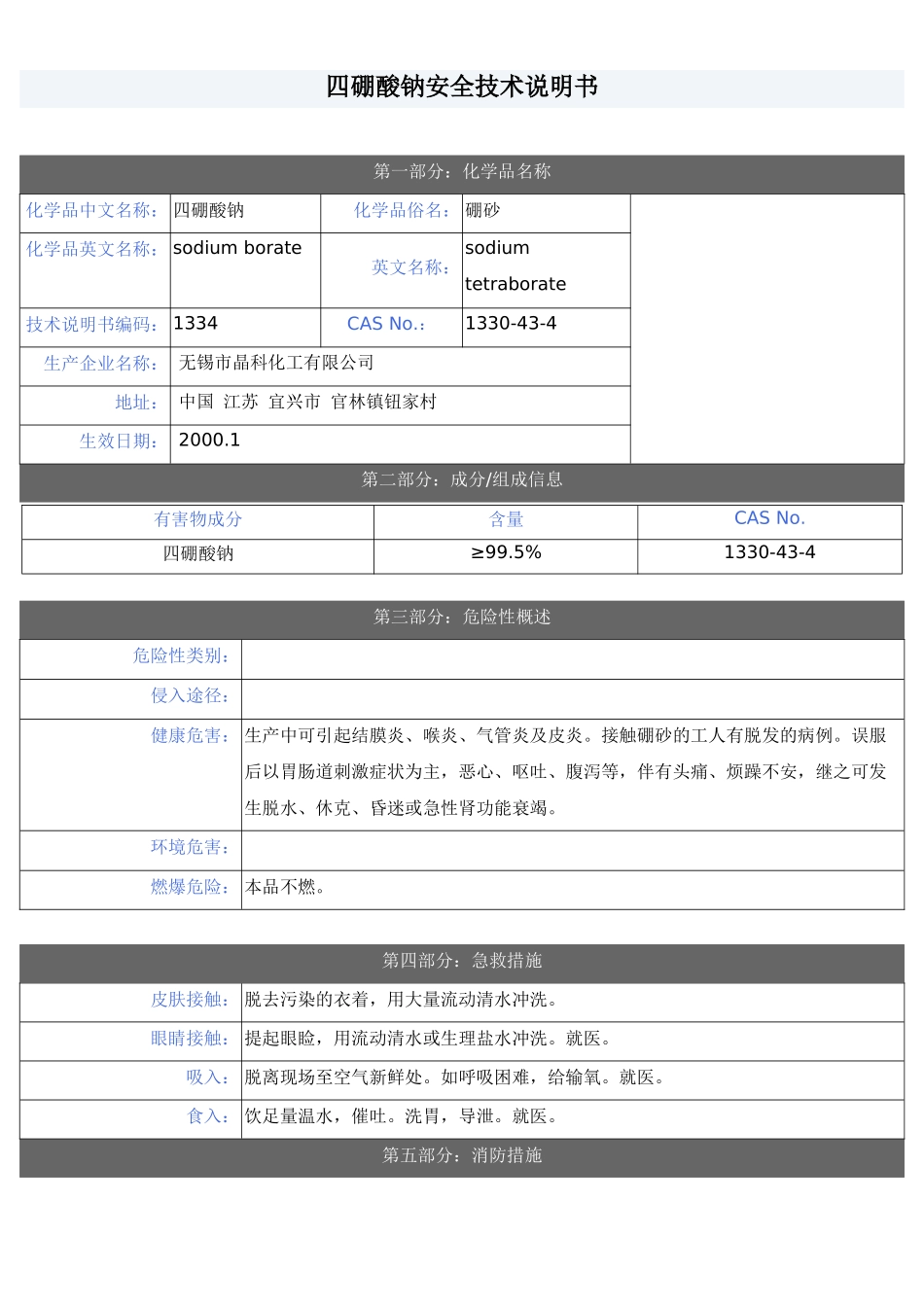 四硼酸钠MSDS(同名13181)_第1页