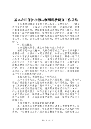 2024年基本农田保护指标与利用现状调查工作总结