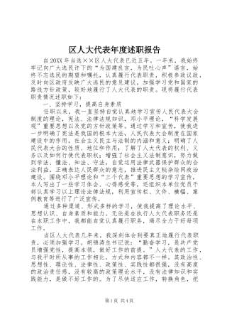2024年区人大代表年度述职报告