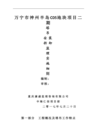 塔吊安装使用拆卸监理实施细则