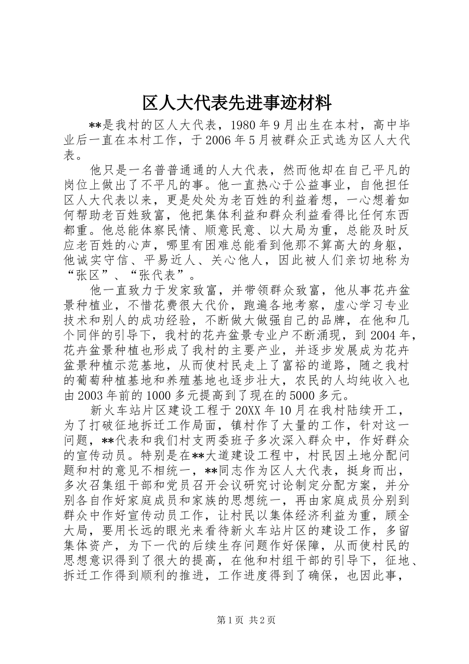 2024年区人大代表先进事迹材料_第1页