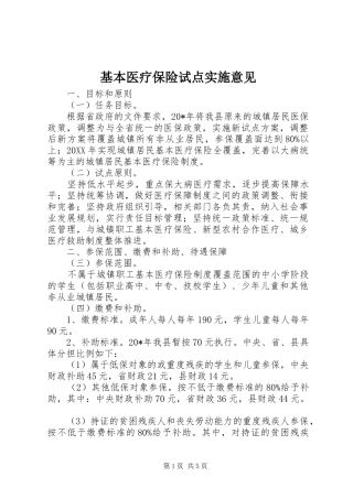 2024年基本医疗保险试点实施意见