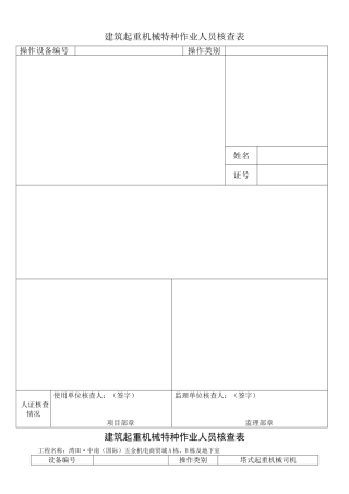 塔吊操作人员四证合一