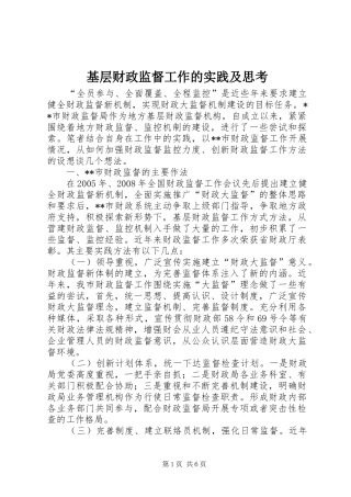 2024年基层财政监督工作的实践及思考