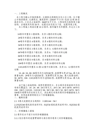 塔吊防碰撞方案