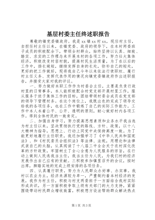 2024年基层村委主任终述职报告