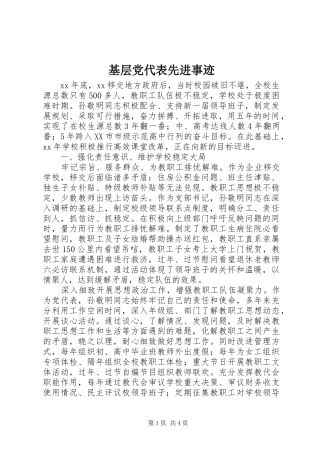 2024年基层党代表先进事迹