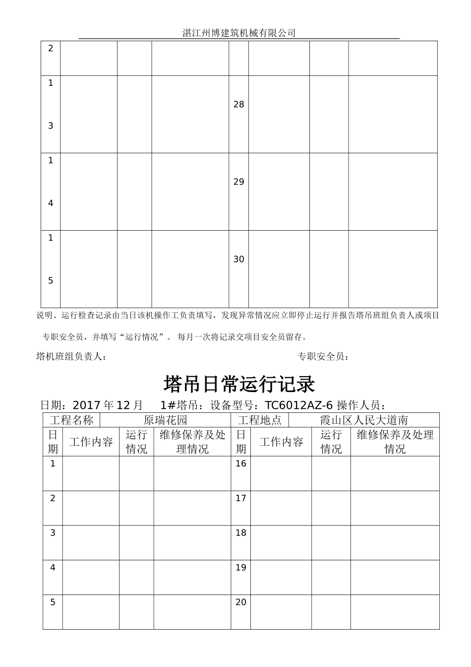 塔吊日常运行记录_第2页