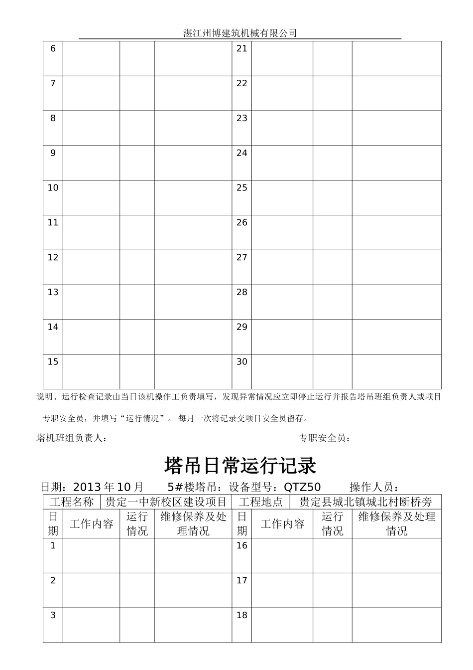 塔吊日常运行记录_第3页