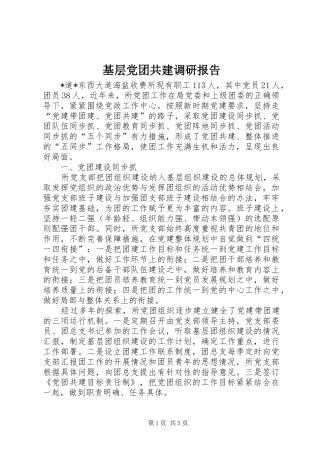 2024年基层党团共建调研报告