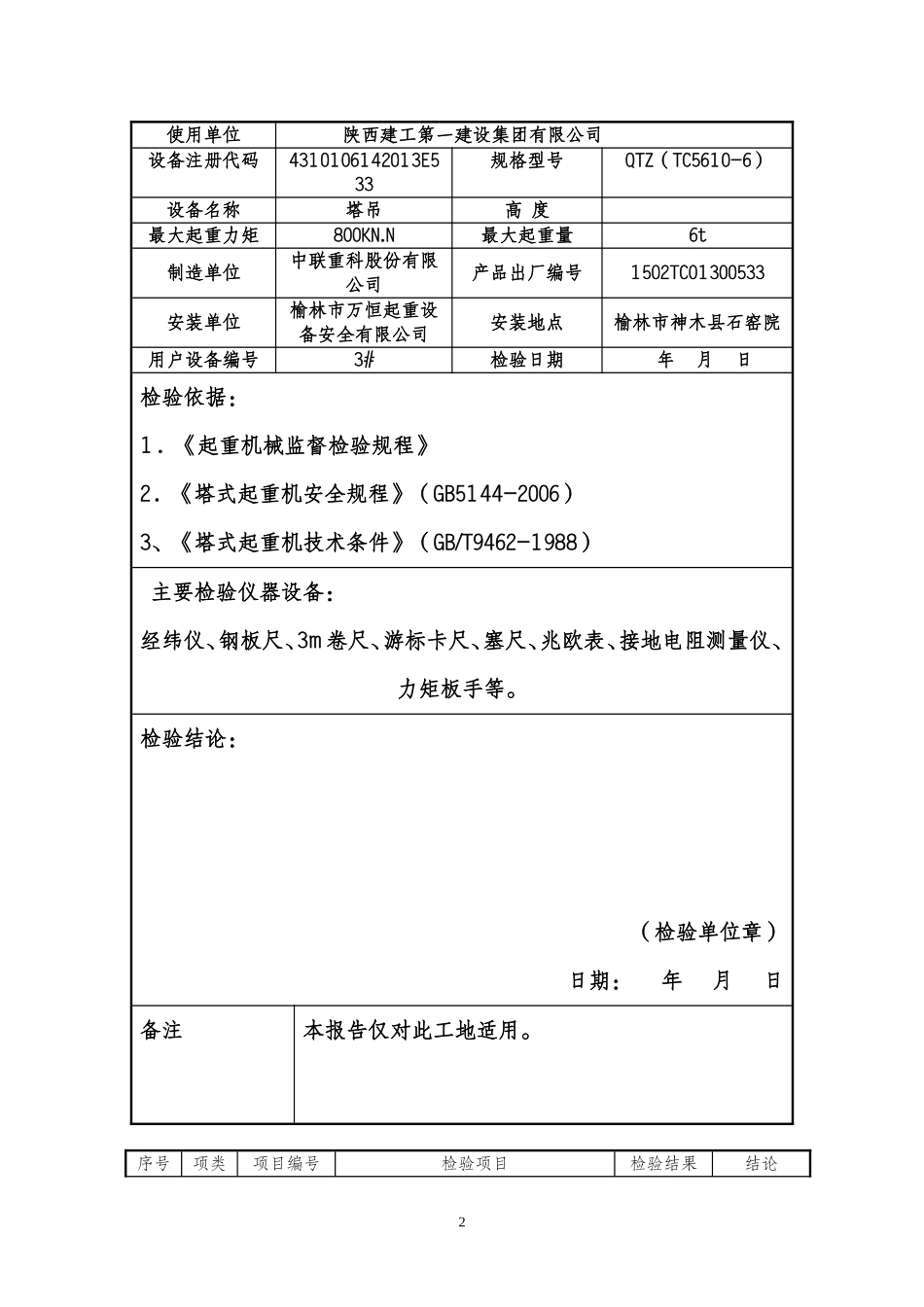 塔吊自检报告_第2页