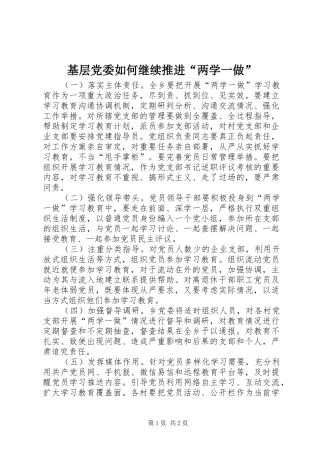 2024年基层党委如何继续推进两学一做