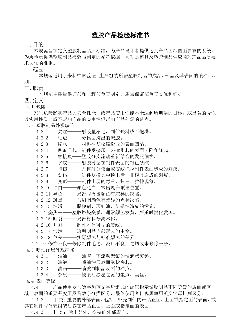 塑胶产品检验标准书_第1页