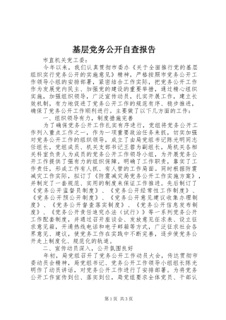 2024年基层党务公开自查报告