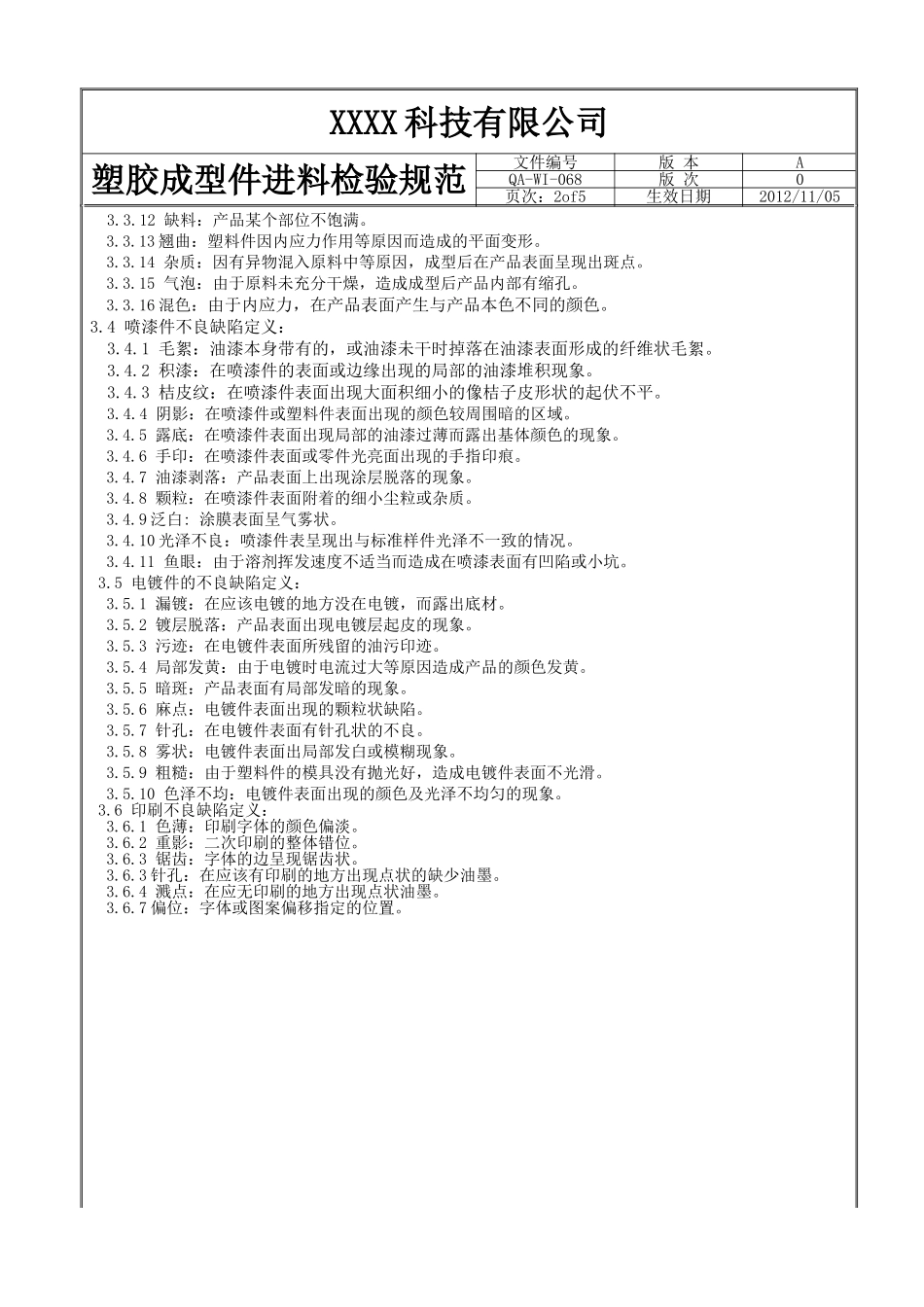 塑胶成型件进料检验规范_第2页