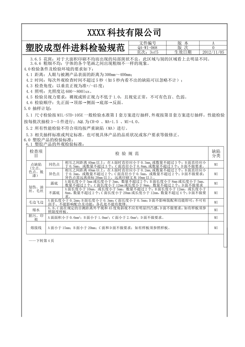 塑胶成型件进料检验规范_第3页