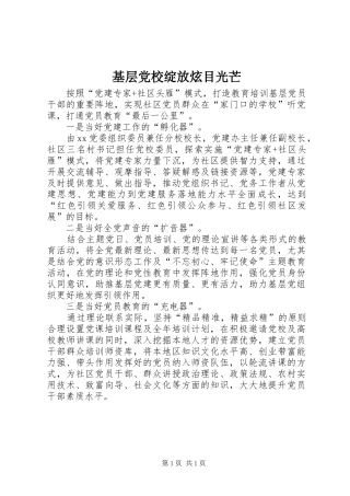 2024年基层党校绽放炫目光芒