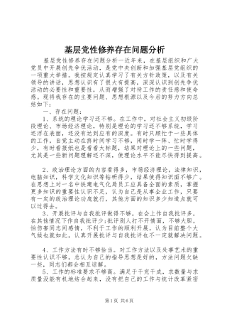 2024年基层党性修养存在问题分析