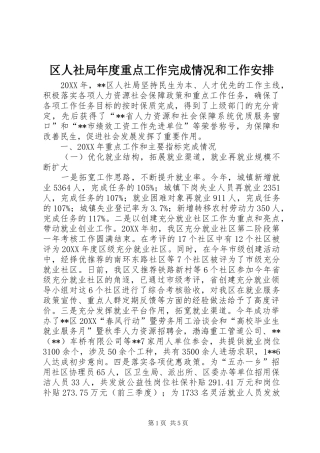 2024年区人社局年度重点工作完成情况和工作安排