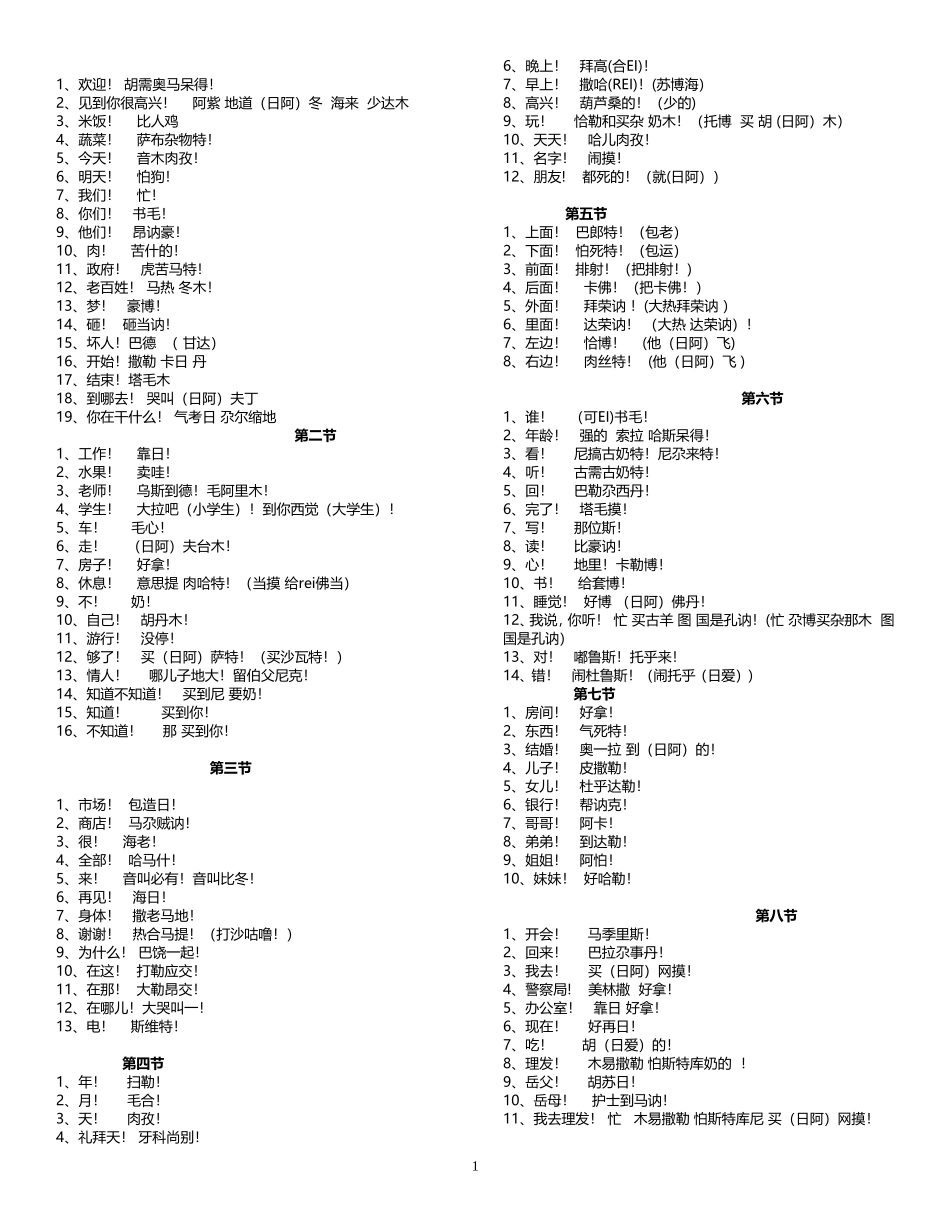 塔吉克语词汇及会话第一辑_第1页