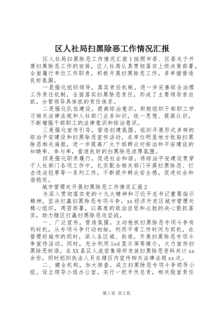 2024年区人社局扫黑除恶工作情况汇报