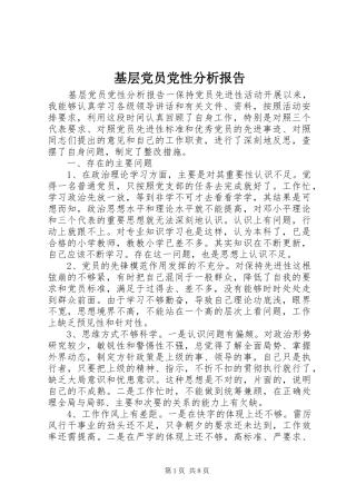 2024年基层党员党性分析报告