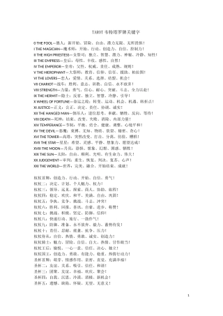 塔罗牌关键字以及牌阵大全