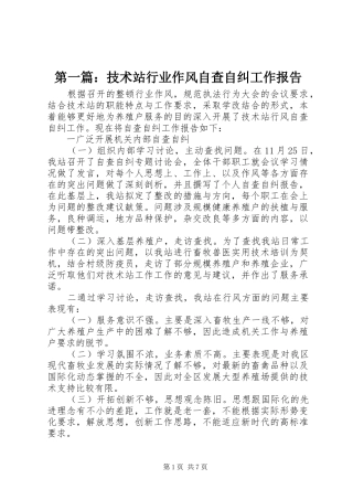 2024年技术站行业作风自查自纠工作报告