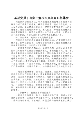 2024年基层党员干部集中解决四风问题心得体会