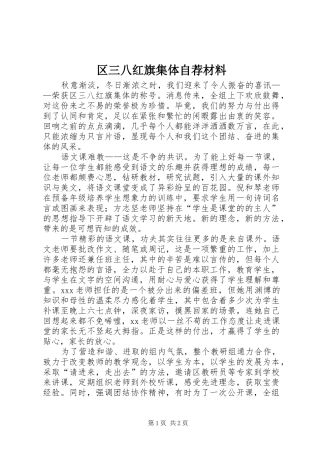 2024年区三八红旗集体自荐材料