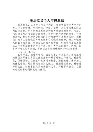 2024年基层党员个人年终总结
