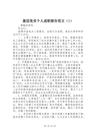 2024年基层党员个人述职报告范文