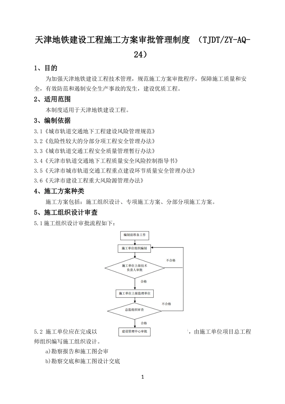 天津地铁建设工程施工方案审批管理制度_第1页