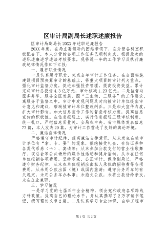 2024年区审计局副局长述职述廉报告