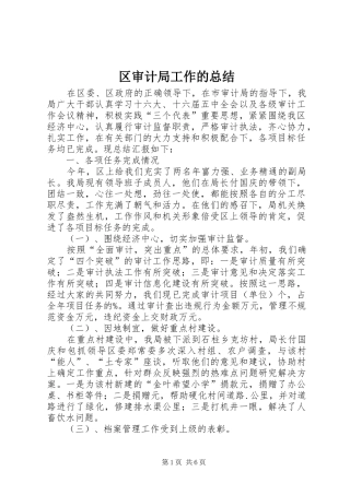 2024年区审计局工作的总结