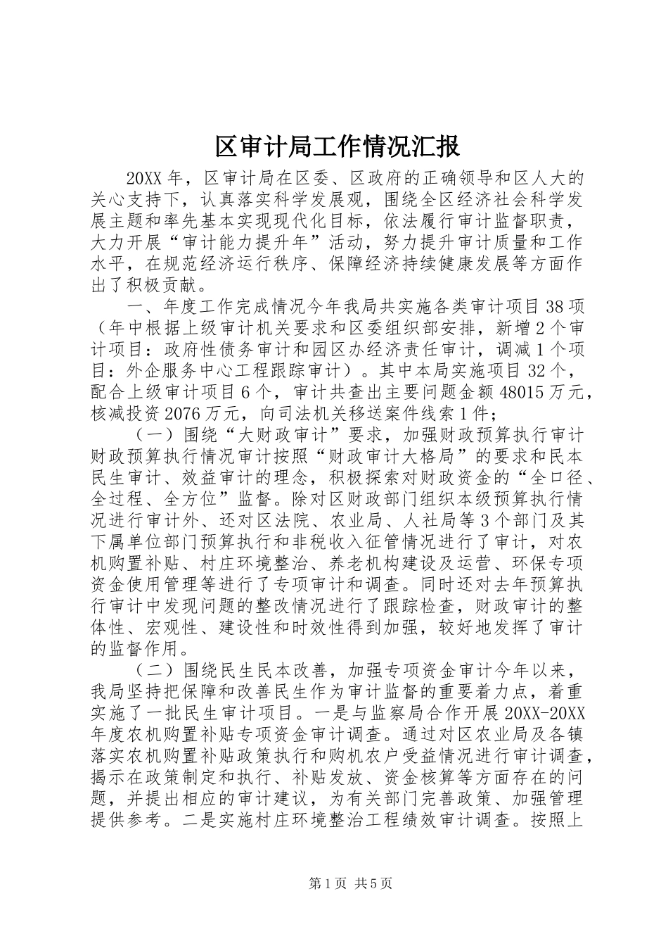 2024年区审计局工作情况汇报_第1页