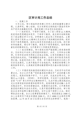 2024年区审计局工作总结