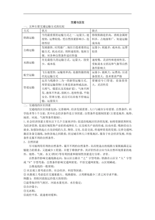 天津高考地理二轮专题复习讲解和练习-交通与区位doc