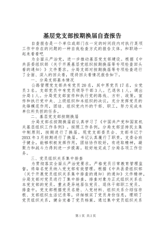 2024年基层党支部按期换届自查报告