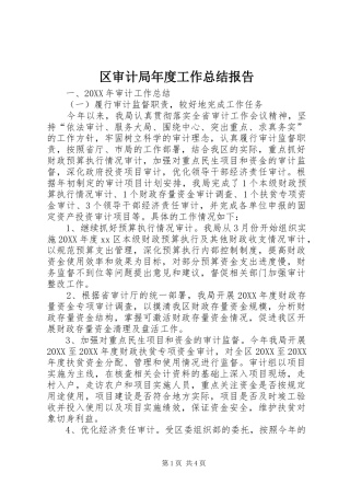 2024年区审计局年度工作总结报告