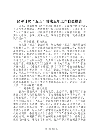 2024年区审计局五五普法五年工作自查报告