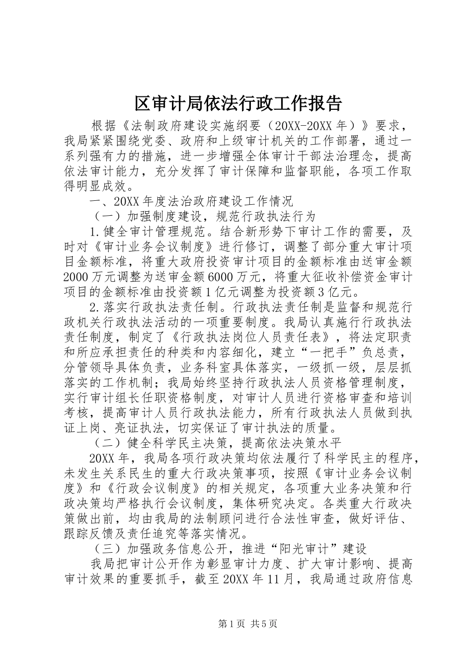 2024年区审计局依法行政工作报告_第1页