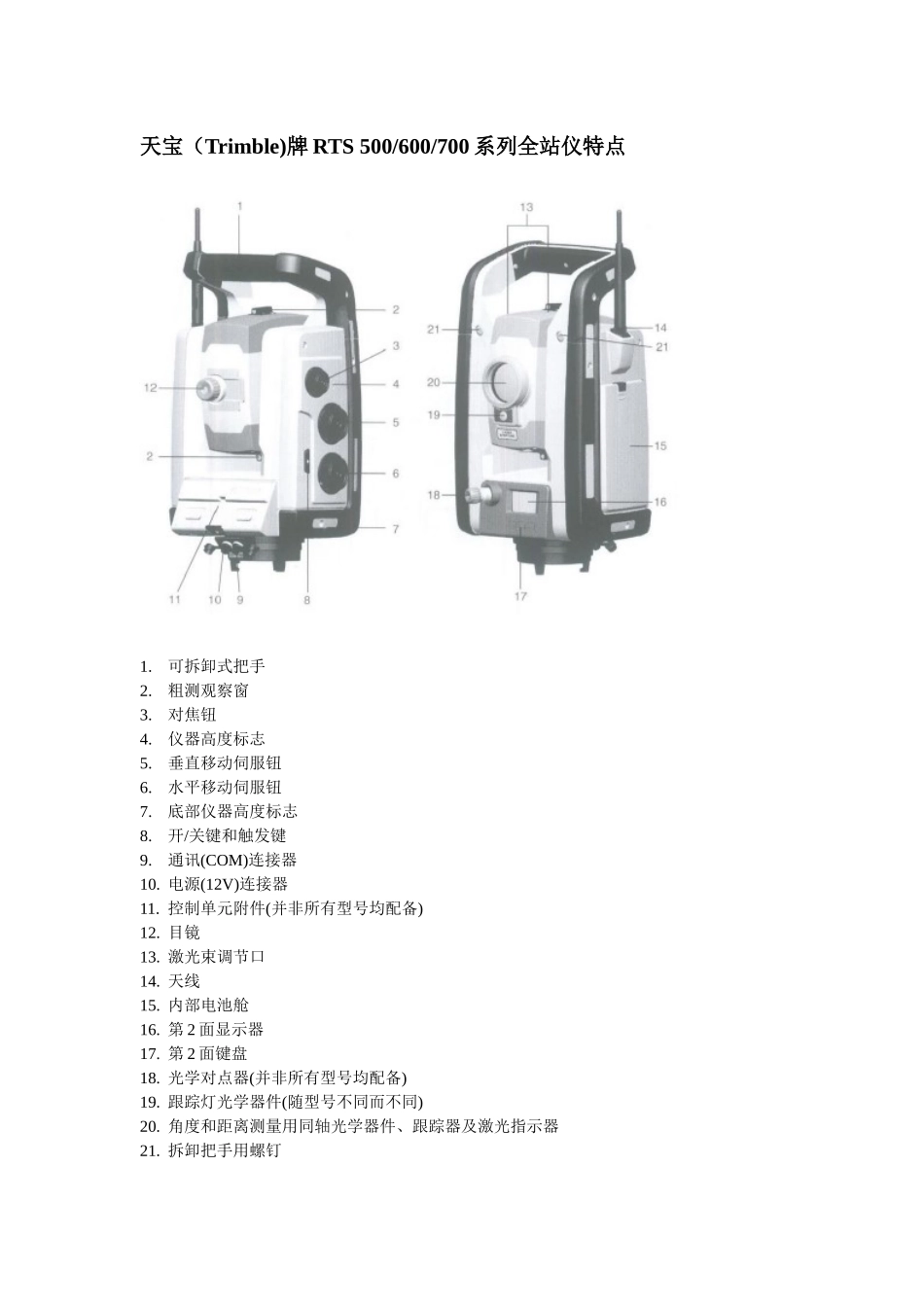 天宝RTS系列全站仪说明书_第2页