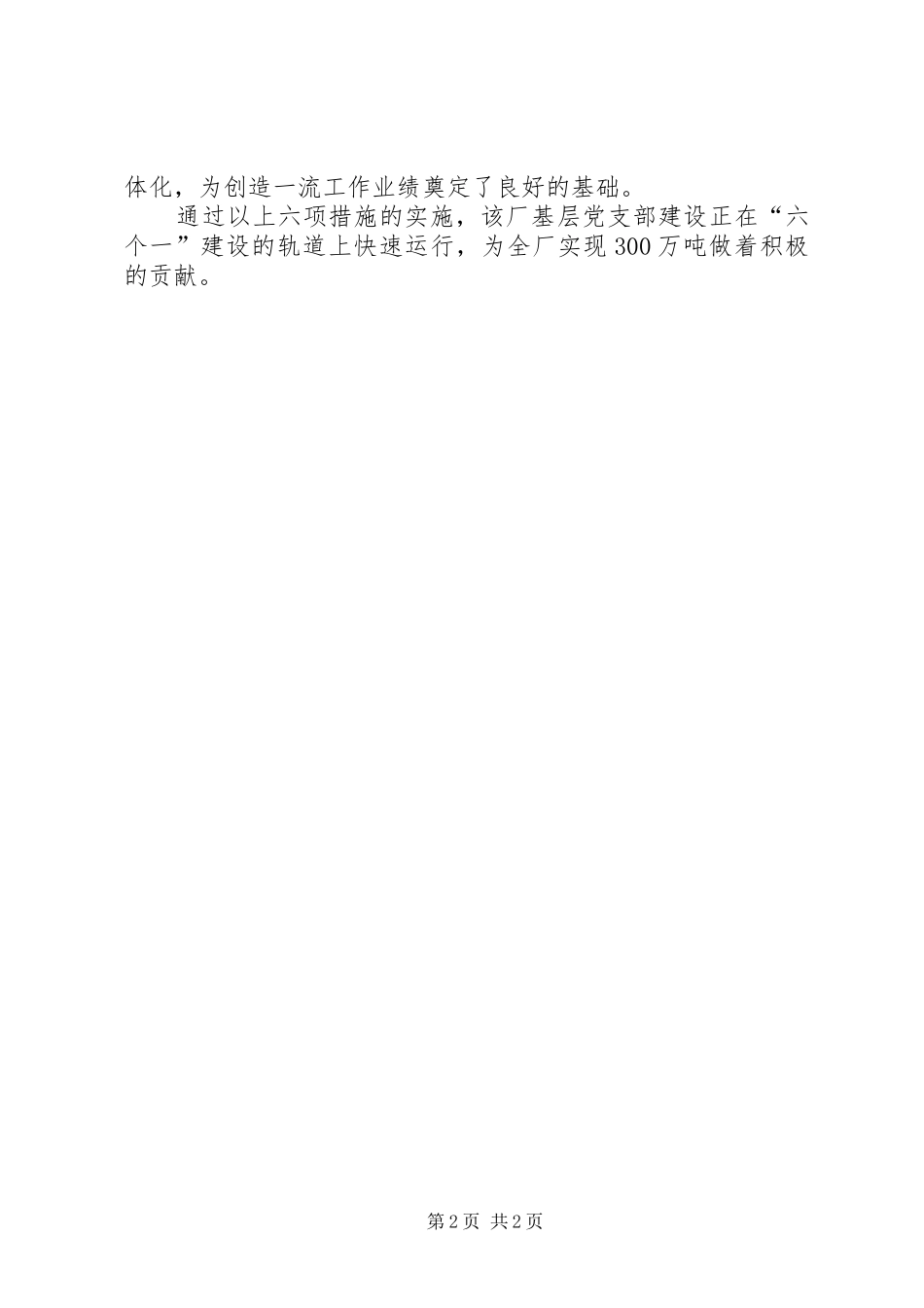 2024年基层党支部六个一建设经验材料_第2页