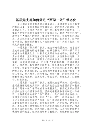 2024年基层党支部如何促进两学一做常态化