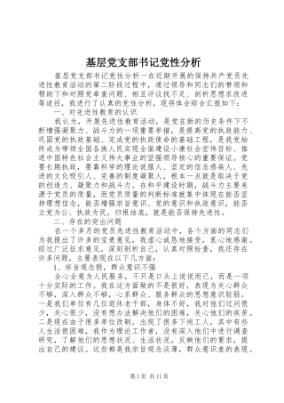 2024年基层党支部书记党性分析